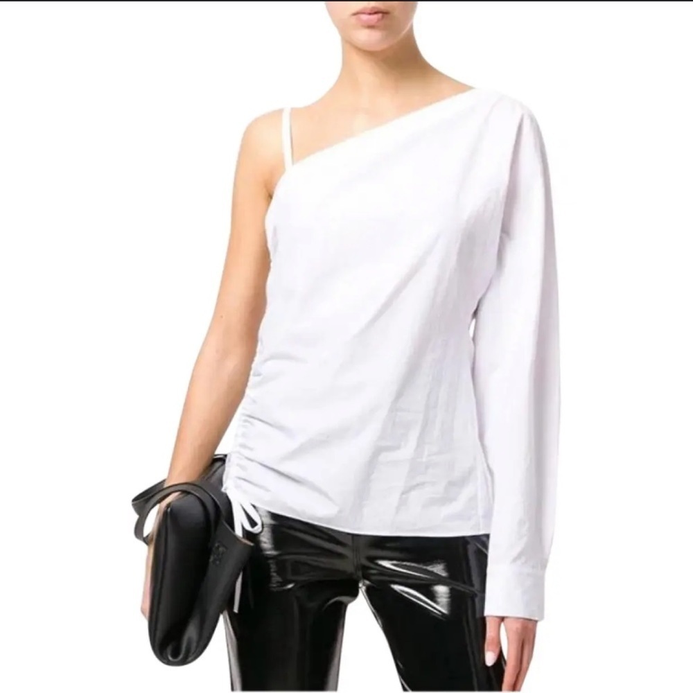 Alexanderwang.t One-Sleeve Asymmetric Ruched Top, size 4 - Picture 7 of 7
